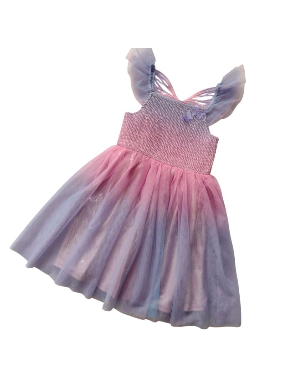 Zunie Girls Pink Purple Butterfly Dress Sz 6 Tulle Ombre Layers Party Dress - Picture 10 of 10